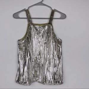 Anthropologie Maeve Shine On Silver Metallic Sleeveless Top
